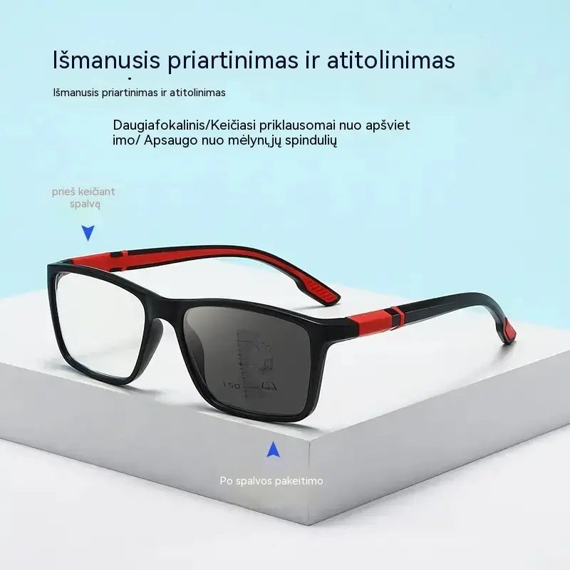 👓 Vieni akiniai – ir toli, ir arti esantiems objektams matyti! Fotochrominiai daugiažidiniai akiniai ☀️ Neslystantys, patogūs ir stilingi – puikiai tinka senjorams.