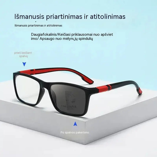 👓 Vieni akiniai – ir toli, ir arti esantiems objektams matyti! Fotochrominiai daugiažidiniai akiniai ☀️ Neslystantys, patogūs ir stilingi – puikiai tinka senjorams.