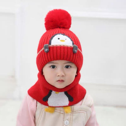【35% sleva】🧣Pohodlný set čepice a šály, vyrobený z měkkého materiálu s roztomilými detaily, vhodný pro děti ve věku 1-3 let.-3834476