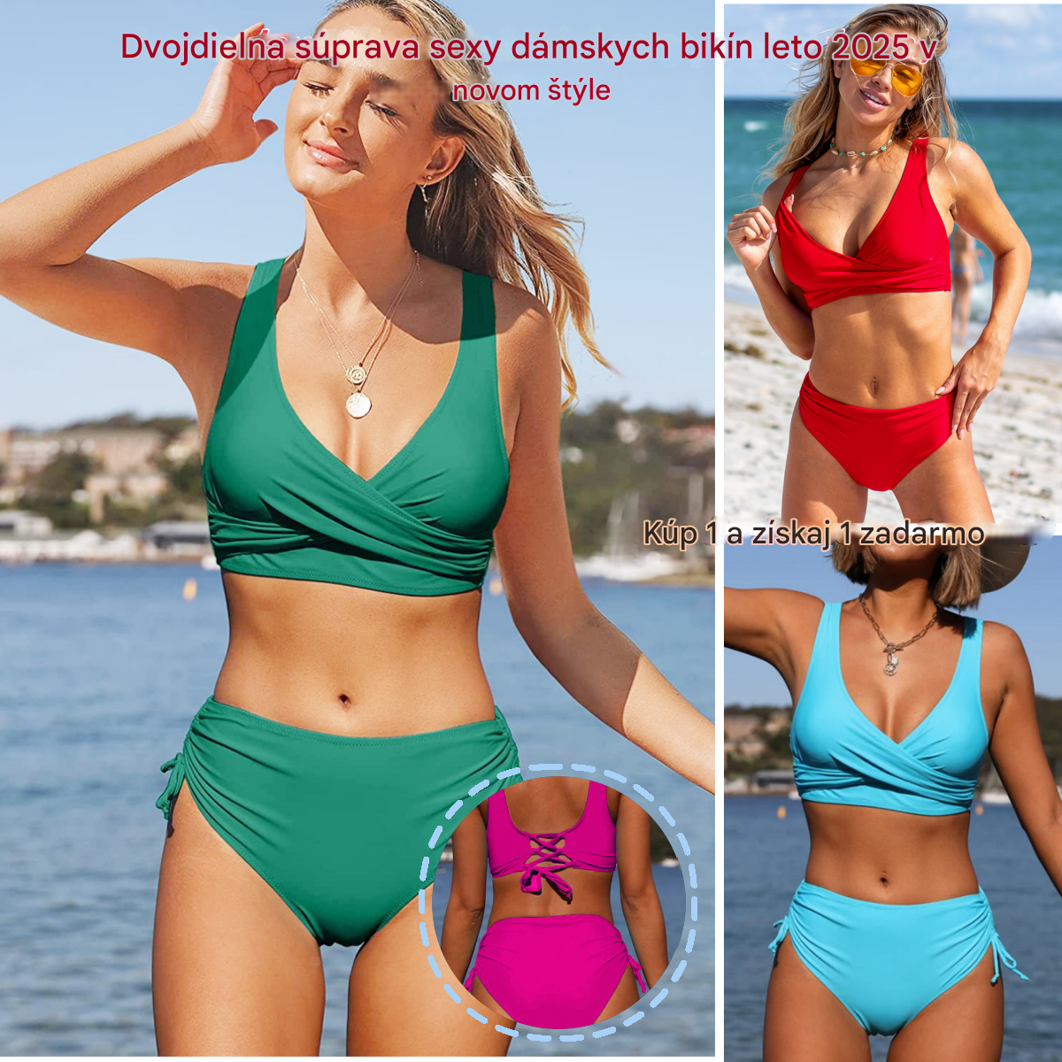 🏖️👙【Sleva na nový produkt】🌴【S-3XL】Nové dámské jednoduché jednobarevné, rychleschnoucí, pohodlné a prodyšné bikiny pro léto 2025-3988565