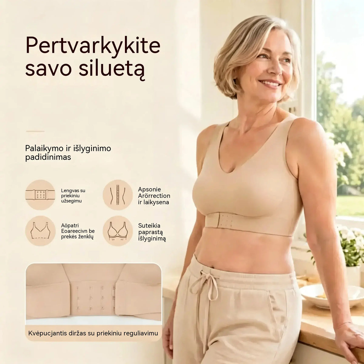 【✨Perki 1 – gauni 2 nemokamai (3 vnt. pakuotė)】Moterų figūrą koreguojantys apatiniai – koreguoja nugaros laikyseną💋