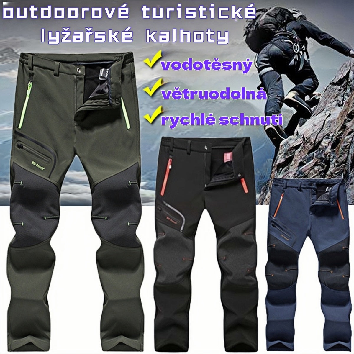 [43 % sleva] [S-5XL] Nové pánské neformální nepromokavé outdoorové teplé podzimní a zimní kalhoty-3831438