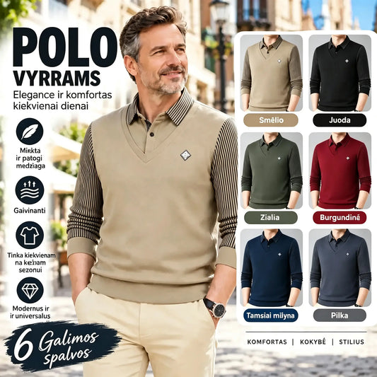 🔥 Vyriški žieminiai polo marškinėliai 👔 Šiltas flisinis pamušalas | M–4XL | Patogumas be nereikalingo tūrio