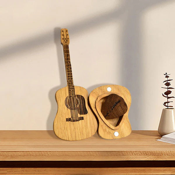 🔥【Compra 1 y llévate 1 gratis】 Caja de púas de madera para guitarra acústica🎸