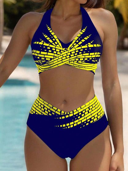 👙【Descuento 50% fuera de temporada💥】【L–5XL】👉 Bikini de dos piezas para mujer en tallas grandes ✅ Cintura alta ✅ Alta elasticidad